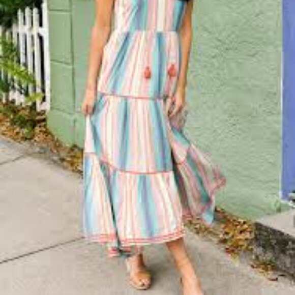 Matilda Jane Dresses & Skirts - Matilda Jane Sunset Season Dress Let's Go Together Striped Maxi Dress.  Size S